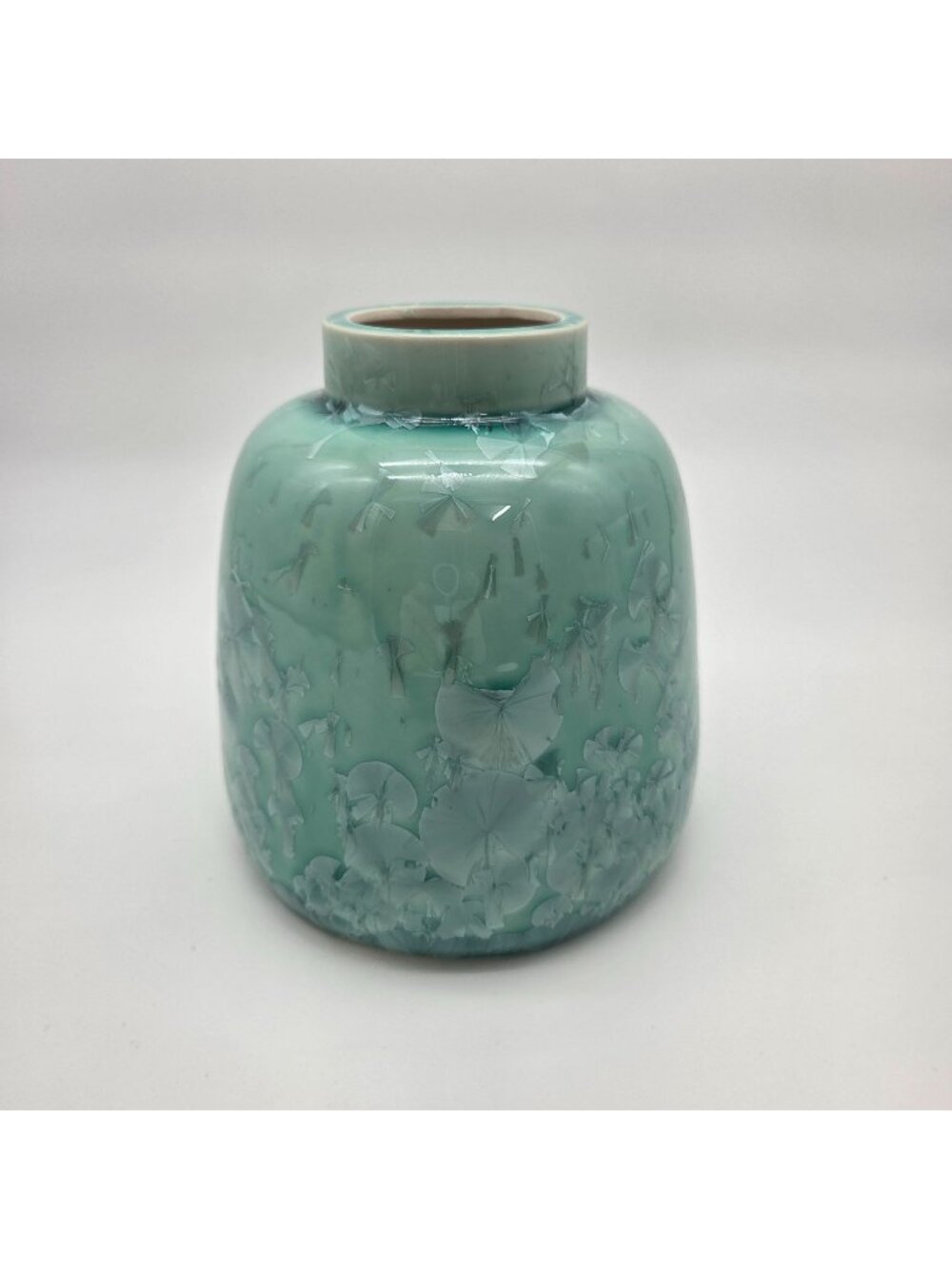Teal Crystalline Glaze Art Pottery Vase